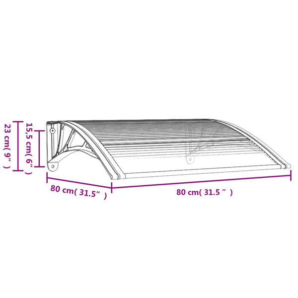 Awning & Canopy Parts Door Canopy Grey And Transparent 80X80 Cm Polycarbonate