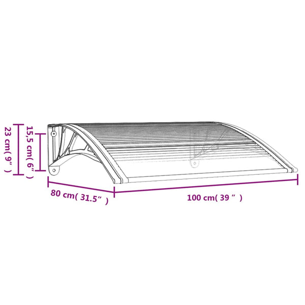 Awning & Canopy Parts Door Canopy Black And Transparent 100X80 Cm Polycarbonate