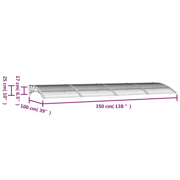 Door Canopy Black 350X100 Cm Polycarbonate