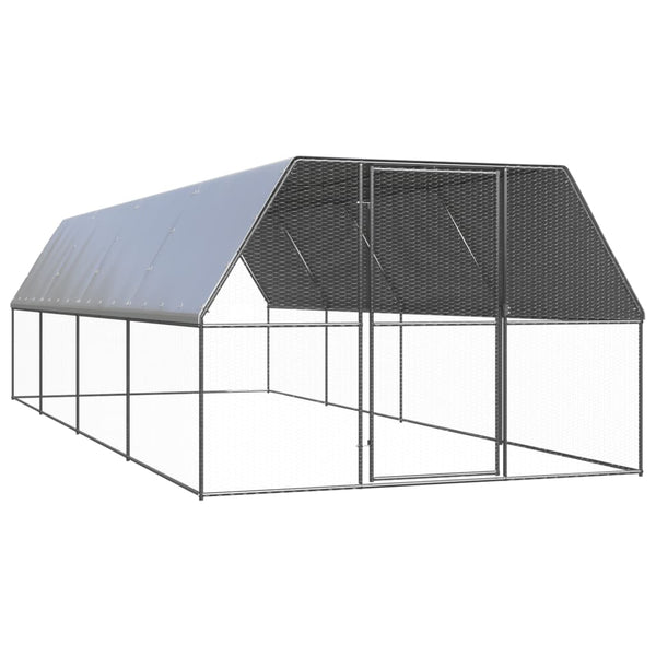 Small Animal Cages & Hutches Outdoor Chicken Cage 3X8x2 M Galvanised Steel