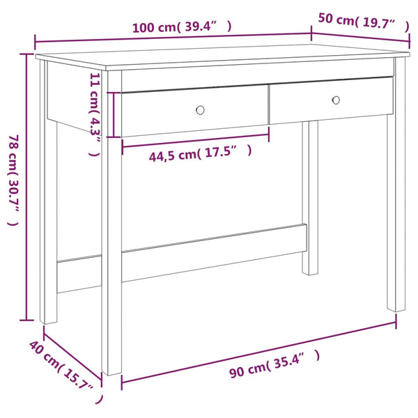 Home Office Desks Desk With Drawers 100X50x78 Cm Solid Wood Pine