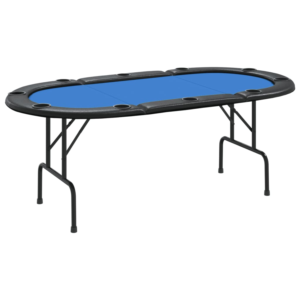 Card Tables 10 Player Folding Poker Table Blue 206X106x75 Cm