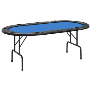 Card Tables 10 Player Folding Poker Table Blue 206X106x75 Cm