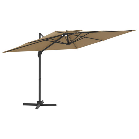 Patio Umbrellas Double Top Cantilever Umbrella Taupe 400X300 Cm