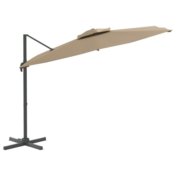 Patio Umbrellas Double Top Cantilever Umbrella Taupe 400X300 Cm