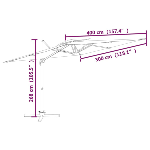 Patio Umbrellas Double Top Cantilever Umbrella Taupe 400X300 Cm