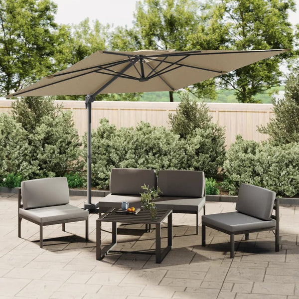 Patio Umbrellas Double Top Cantilever Umbrella Taupe 400X300 Cm