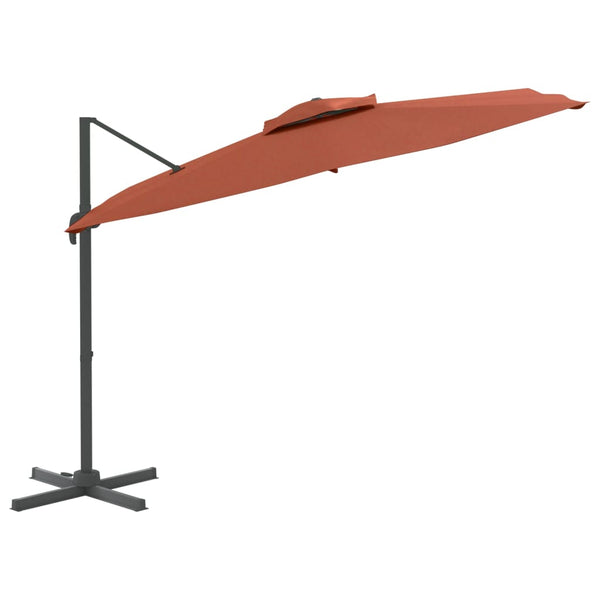 Patio Umbrellas Double Top Cantilever Umbrella Terracotta 400X300 Cm