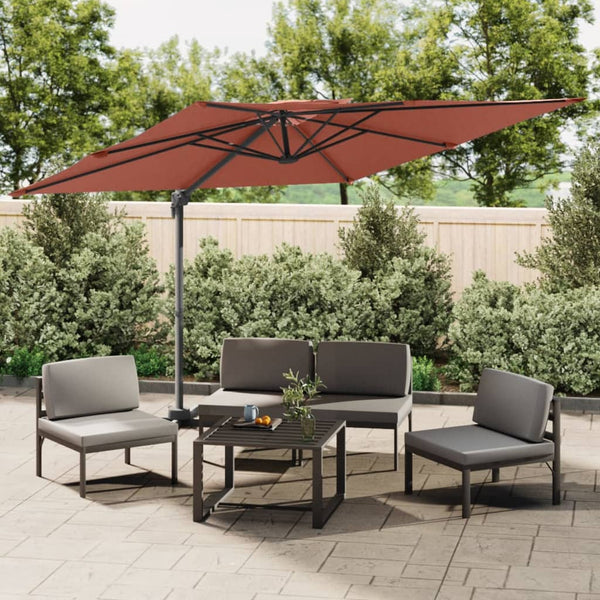 Patio Umbrellas Double Top Cantilever Umbrella Terracotta 400X300 Cm