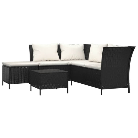 Patio Furniture Sets 4 Piece Garden Lounge Set With Cushions Black Poly Rattan