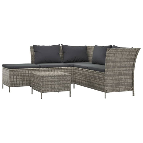 Patio Furniture Sets 4 Piece Garden Lounge Set With Cushions Grey Poly Rattan