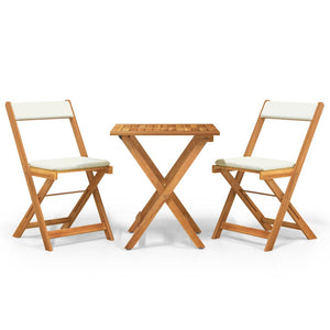 Patio Furniture Sets 3 Piece Folding Bistro Set With Cushions Solid Wood Acacia