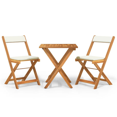 Patio Furniture Sets 3 Piece Folding Bistro Set With Cushions Solid Wood Acacia