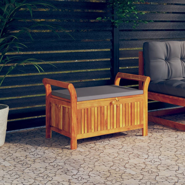 Benches Garden Storage Bench With Cushion 91 Cm Solid Wood Acacia