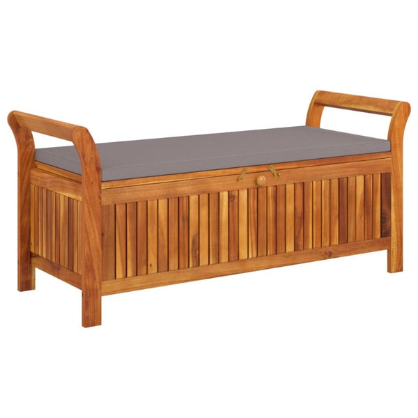 Benches Garden Storage Bench With Cushion 126 Cm Solid Wood Acacia