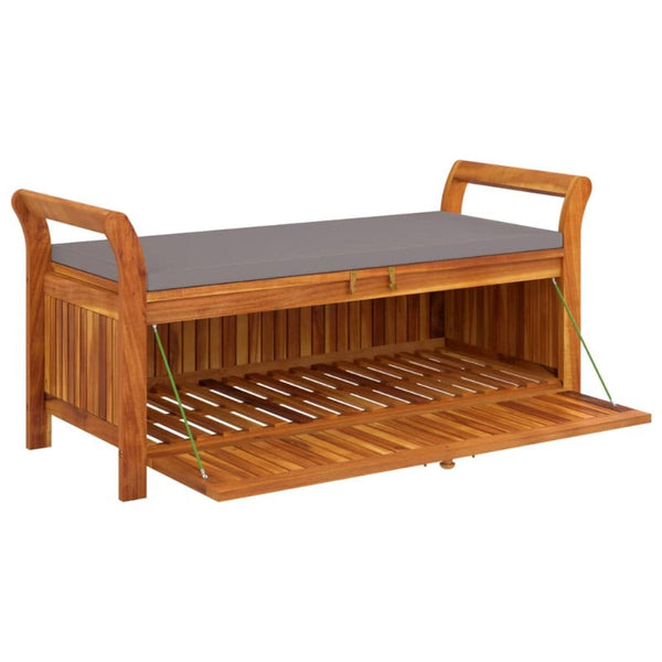 Benches Garden Storage Bench With Cushion 126 Cm Solid Wood Acacia