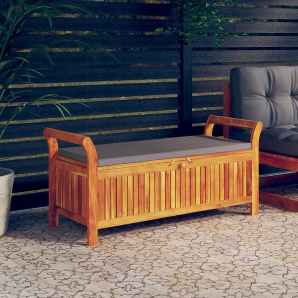 Benches Garden Storage Bench With Cushion 126 Cm Solid Wood Acacia