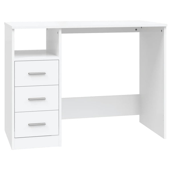 Home Office Desks Desk With Drawers White 102X50x76 Cm Engineered Wood