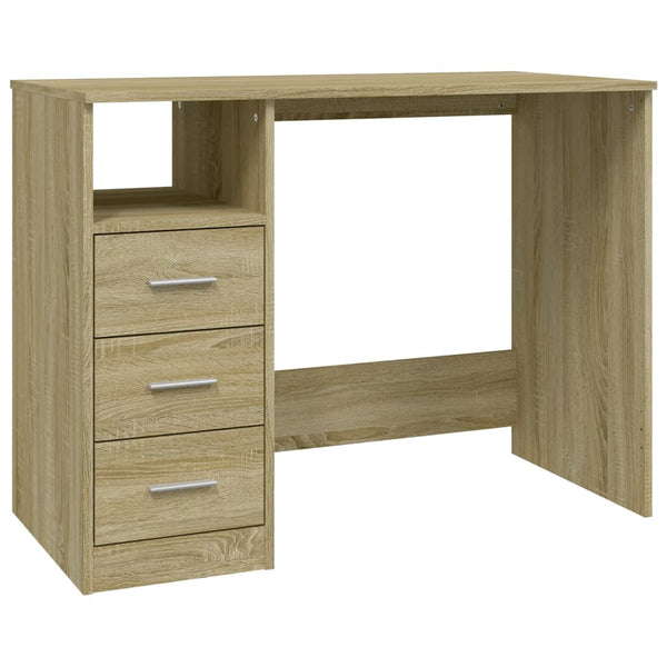 Home Office Desks Desk With Drawers Sonoma Oak 102X50x76 Cm Engineered Wood