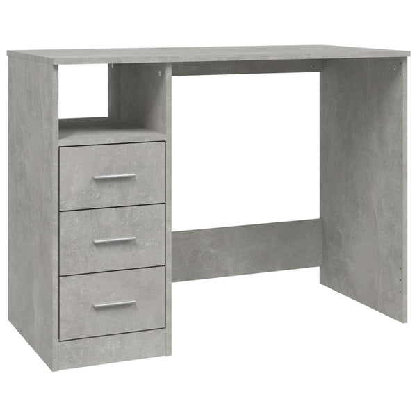 Home Office Desks Desk With Drawers Concrete Grey 102X50x76 Cm Engineered Wood