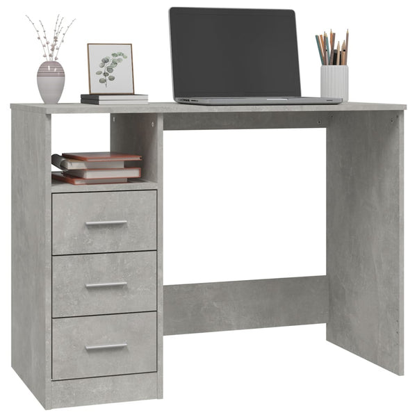 Home Office Desks Desk With Drawers Concrete Grey 102X50x76 Cm Engineered Wood