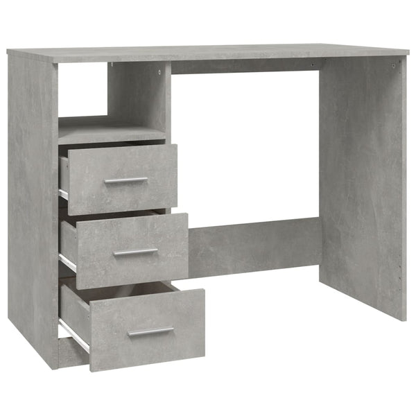 Home Office Desks Desk With Drawers Concrete Grey 102X50x76 Cm Engineered Wood