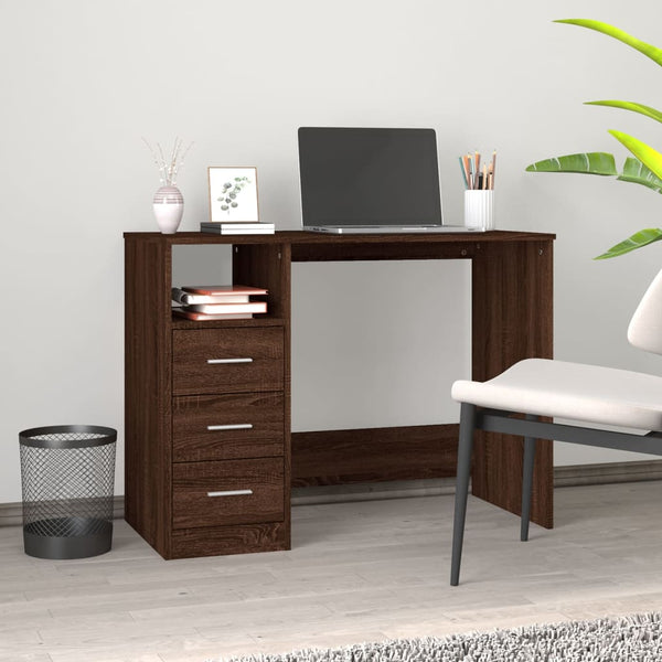 Home Office Desks Desk With Drawers Brown Oak 102X50x76 Cm Engineered Wood