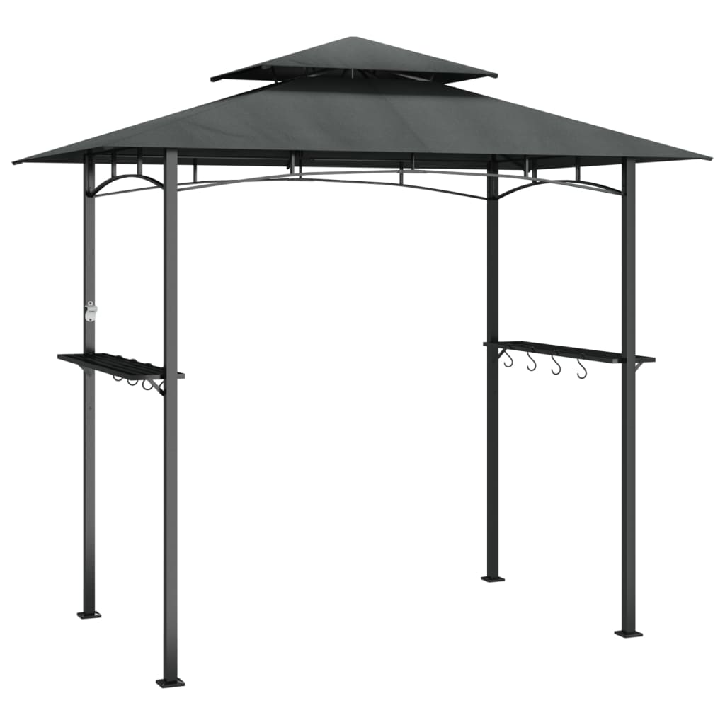 Gazebos & Pergolas Bbq Gazebo With Side Shelves Anthracite 240X150x243 Cm Steel