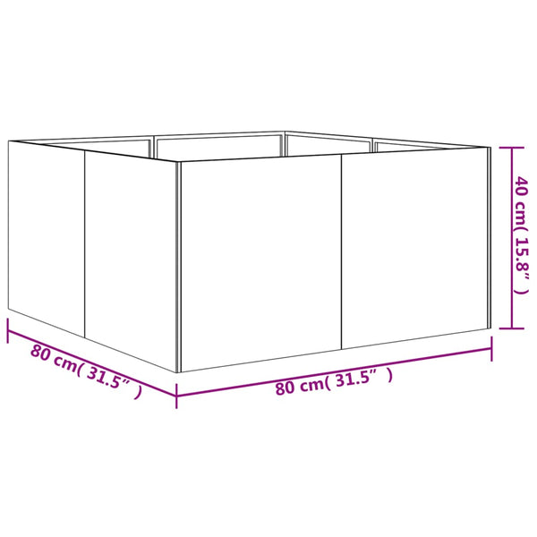 Baskets, Pots, Window Boxes Planter 80X80x40 Cm Corten Steel