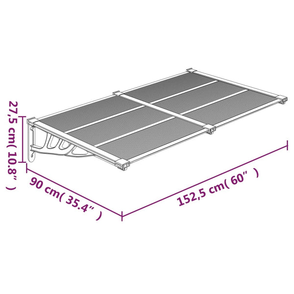 Awning & Canopy Parts Door Canopy Black 152.5X90 Cm Polycarbonate