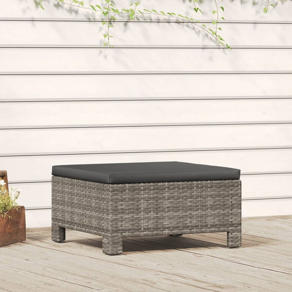 Outdoor Furniture Covers Garden Footrest With Cushion Grey Poly Rattan