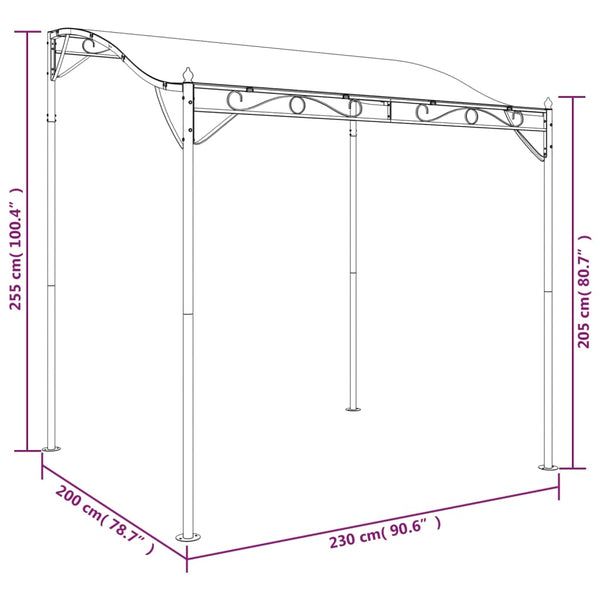 Awning & Canopy Parts Canopy Anthracite 2X2.3 M 180 G/M Fabric And Steel