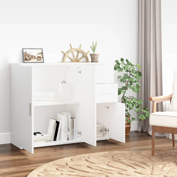 Sideboards & Buffets Sideboard White 91X29.5X75 Cm Engineered Wood