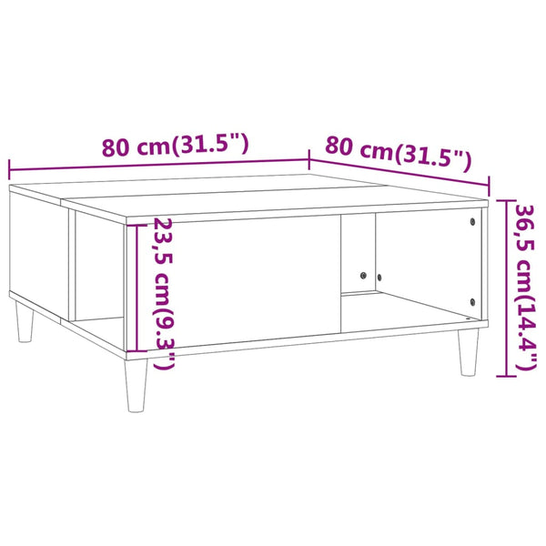 Coffee Tables Coffee Table High Gloss White 80X80x36.5 Cm Engineered Wood