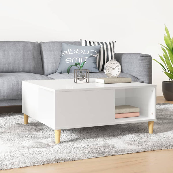 Coffee Tables Coffee Table High Gloss White 80X80x36.5 Cm Engineered Wood