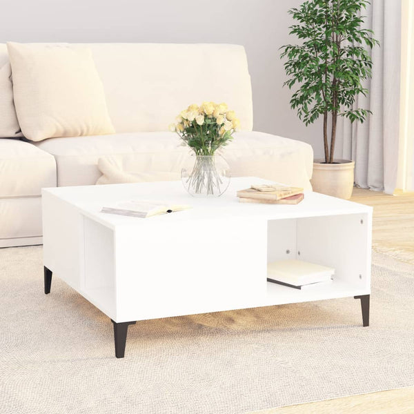 Coffee Tables Coffee Table White 80X80x36.5 Cm Engineered Wood