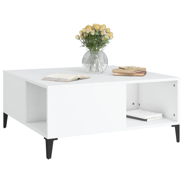 Coffee Tables Coffee Table White 80X80x36.5 Cm Engineered Wood