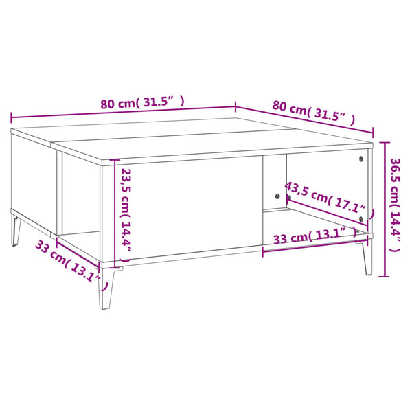 Coffee Tables Coffee Table White 80X80x36.5 Cm Engineered Wood