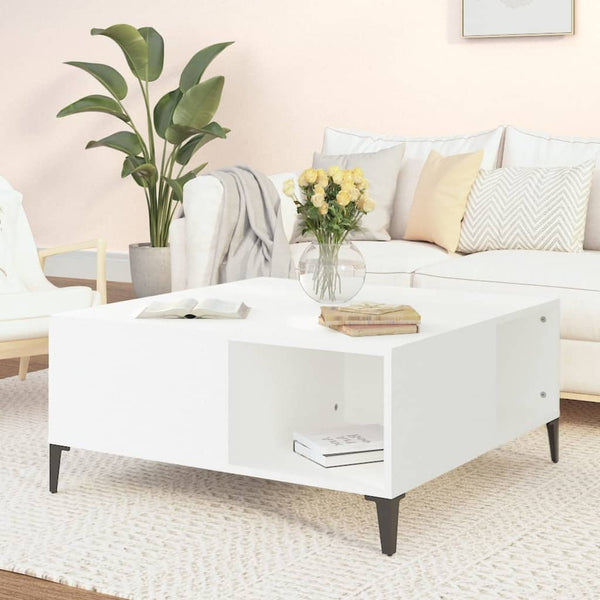 Coffee Tables Coffee Table White 80X80x36.5 Cm Engineered Wood