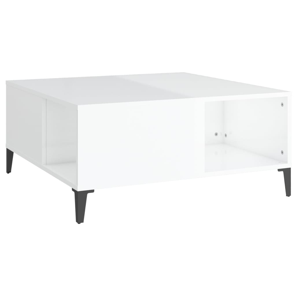 Coffee Tables Coffee Table High Gloss White 80X80x36.5 Cm Engineered Wood