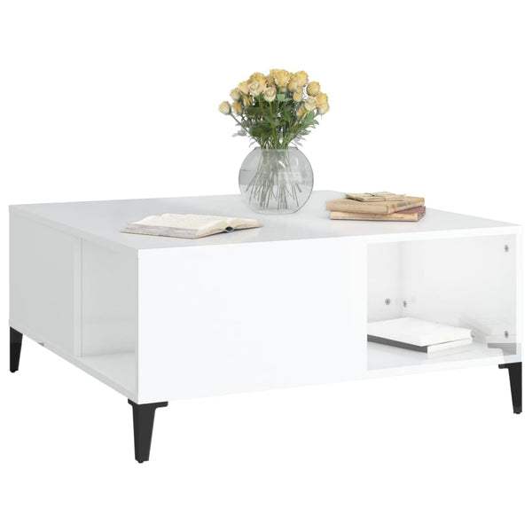 Coffee Tables Coffee Table High Gloss White 80X80x36.5 Cm Engineered Wood