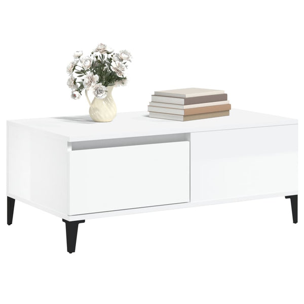 Coffee Tables Coffee Table High Gloss White 90X50x36.5 Cm Engineered Wood