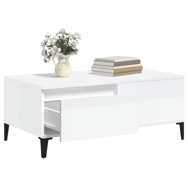 Coffee Tables Coffee Table High Gloss White 90X50x36.5 Cm Engineered Wood