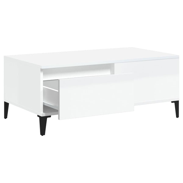 Coffee Tables Coffee Table High Gloss White 90X50x36.5 Cm Engineered Wood