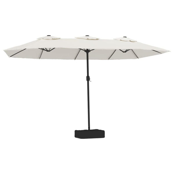 Patio Umbrellas Double Head Parasol Sand White 449X245 Cm