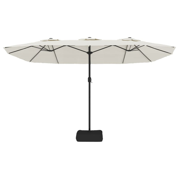 Patio Umbrellas Double Head Parasol Sand White 449X245 Cm