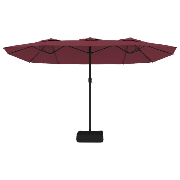 Patio Umbrellas Double Head Parasol Bordeaux Red 449X245 Cm