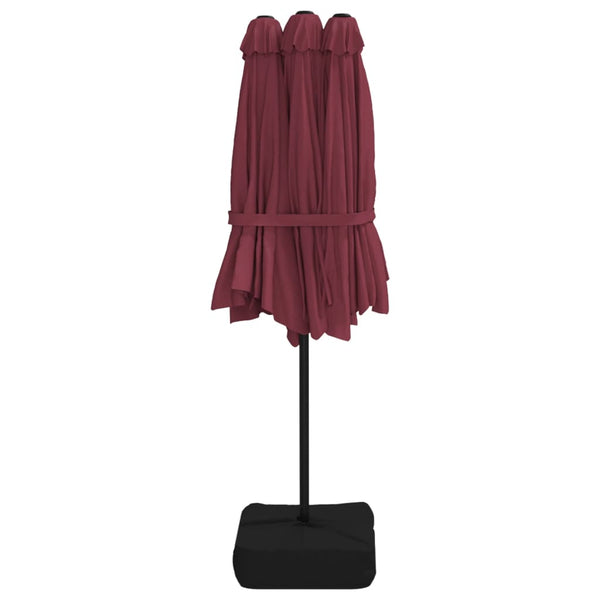 Patio Umbrellas Double Head Parasol Bordeaux Red 449X245 Cm