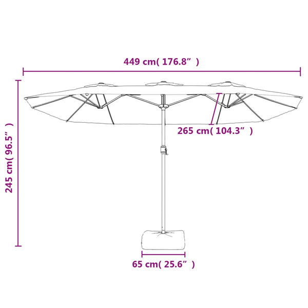 Patio Umbrellas Double Head Parasol Bordeaux Red 449X245 Cm