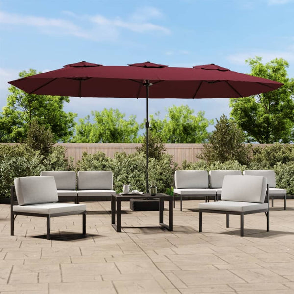 Patio Umbrellas Double Head Parasol Bordeaux Red 449X245 Cm